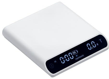 Normcore Báscula espresso V3, barista pocket scale with timer, anodized aluminum body, backlit LCD display, white