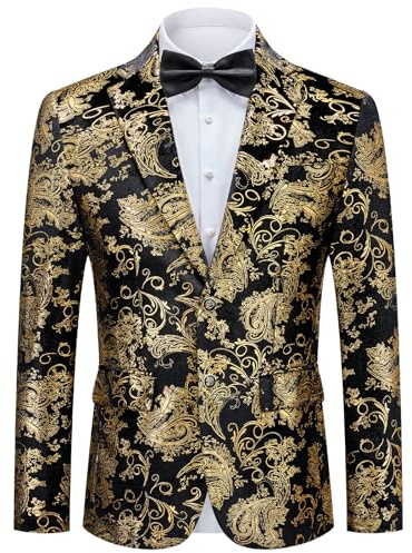 Autsel Blazer för män med paljetter party casual smoking jacka smal passform för kvällskostymjacka mode