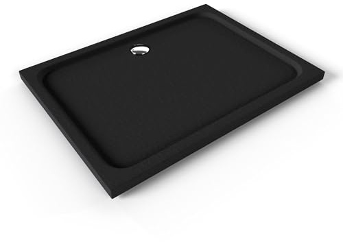SHIMMER STONE Receveur de douche 90 x 120 cm acrylique Noir effet pierre + bonde et siphon inclus - Salle de bain