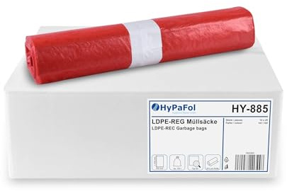 Hypafol Müllsäcke 120 L, Rot | Recycelter Kunststoff, robust & hygienisch | Für Mülltrennung bei hohen Hygienestandards | Ideal für Kliniken, Pflegeheime & Praxen | geeignet für kritische Abfälle