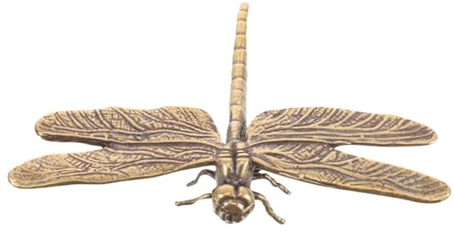 GRIRIW Copper Dragonfly Ornament 2.95In Vintage Style Desktop Decor Brass Figurine for Home Office Table Accessory