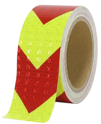 GIUSOBG Nastro Riflettente Adesivo 5cm x 10m Nastro Sicurezza Warning Strisce Giallo e Rosso Adesivo Catarifrangente Adesivo Adesivi Rifrangenti, per Auto, Rimorchi