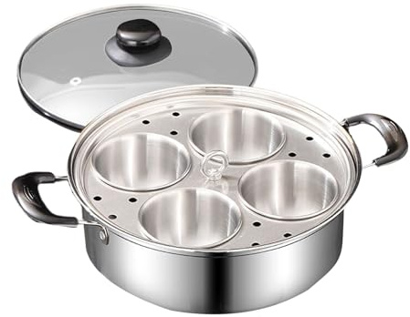 Cuociuova in camicia – Pentola antiaderente in acciaio | Utensili da cucina resistenti alla ruggine | Fornello per la colazione e il brunch | Tazze in silicone per uova in camicia | Utensili da