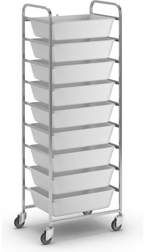 FRANKEL kaiserkraft | Chariot à cuves en inox | 9 bacs de 25 l | L x l x h 700 x 500 x 1800 mm