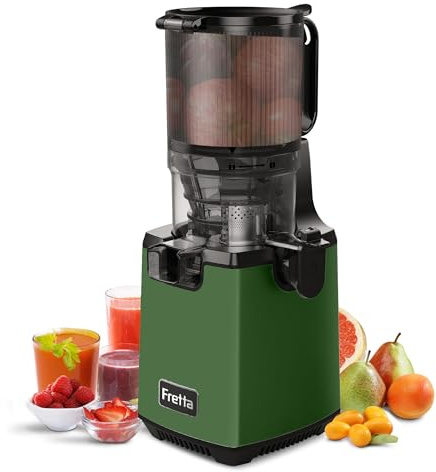 Fretta Cold Press Juicer Machines,135MM Large Self Feeding Chute Masticating Juicers, Multifunctional Juicers,Suitable for Juice, Nut Milk and Sorbet, BPA-Free,250W