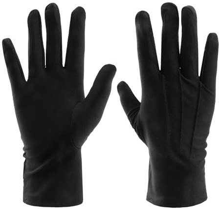 AEYURUID Schwarze Spandex-Handschuhe für Herren – Halloween-Kostüm-Zubehör, formelle Anzug-Handschuhe, Marschband, Polizei, Beerdigungsparaden, Smoking, Wache, Uniform-Handschuh für Partys und
