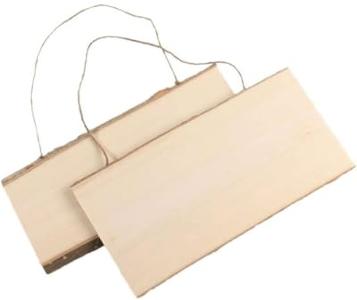 JUKOTA 2 Stück Holz für Brandmalerei Holzschild zum Aufhängen Unfertiges Blanko Holzschild Türschild mit Gravur Rechteckiges Hängendes Holzschild mit Juteseil Hängende Dekorative Holztafel Holzbrett