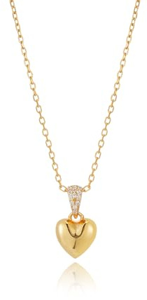 JaruJaru Halskette mit rotem Stein Herz Anhänger | Rubinrote Zirkonia Edelstein Kette | Elegante Geschenk für Frau | Hochzeit Geburtstag Valentinstag (S925 Sterling Silber Vergoldet)