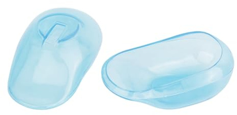 KinetiCore 2 Pack Waterproof Ear Covers, Reusable Blue Plastic Ear Shields for Hair Dye, Shower, Salon Hair Washing, Universal Fit for Adult Men Women