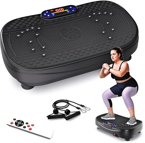 Plateforme vibrante pour entraînement Complet du Corps, avec Bandes de résistance et variateur de Vitesse, pour entraînement à Domicile