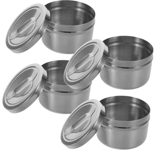 Anneome 4 Pièces Boîte Distributeur Coton Acier Inoxydable avec Couvercle Pot Rangement Ronds de Coton Étanche pour Salon Beauté et Usage Domestique