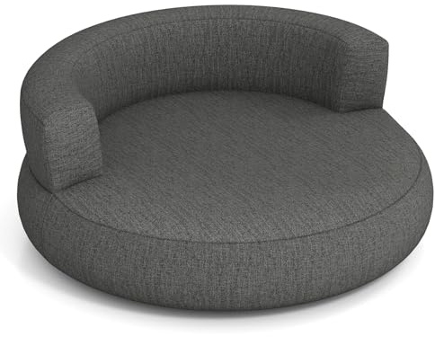 COSTWAY Aufblasbares Sofa, rundes Luftsofa mit Rückenlehne & Breiten Armlehnen, Luftsessel mit abnehmbarem Leinen-Bezug, Bodensessel, aufblasbarer Bodensofa für Wohnzimmer & Schlafzimmer (Grau)