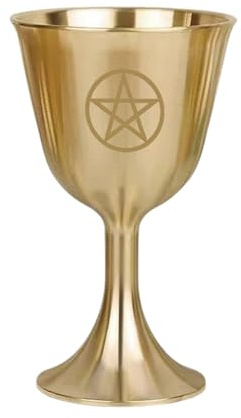 Pentagram Chalice - Vintage Brass Wine Cup, Silver Goblet With Symbol Pentagram, Chalice Goblet, Brass Wine Goblett Drinking Cup, Pentacle Altar Chalicee For Altars, Rituals, Prayers