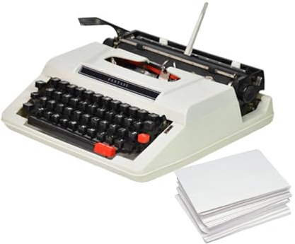 Manuelle Schreibmaschine Vintage Schreibmaschine Klassische Schreibmaschine Retro Design Robuste Konstruktion Für Café Dekoration Und Geschenk Idee(White)