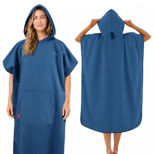 Hexify Poncho da bagno in microfibra, per uomo e donna, 100% bottiglie in PET riciclate, asciugamano per cambiamenti in spiaggia e sport acquatici, ad asciugatura rapida e