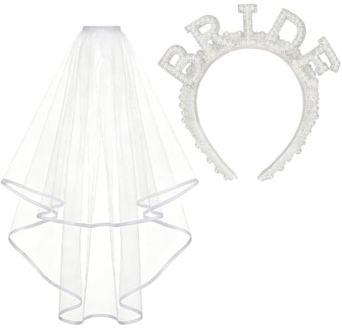 Bride to Be Haarreif und Schleier, Junggesellenabschied Frauen, Bride Perlen Haarschmuck, JGA Accessoires Braut Bachelorette Party Deko