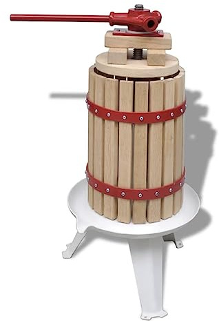 LoogCape Fruit and Wine Press 6 L Made of Oak Wood and Cast Iron, Ideal for Hobby Winemakers, Winemakers, Fermentation, Filling and Wine Making Accessories for Cellar, Fermentation Balloon, Grapes