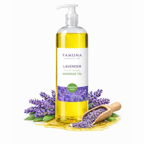 YAMUNA NATURAL BEAUTY Massageöl, 100% pflanzlich, Naturkosmetik aus Ungarn. Professionelles Öl – frei von Paraffin und Parabenen für eine erfrischende Massage.Gratis Spender! (1000 ml, Lavendel)