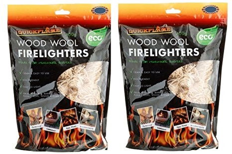 PAJEE™ 2 x Wood Wool Firelighters Garden BBQ Barbecue 100% eco-friendly. 400g