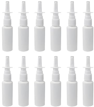 12 flaconcini per spray nasale portatili e ricaricabili, per uso domestico e da viaggio, di colore bianco