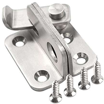 YUOIP® 1.8 Hasp Latch Gate Bolt Lock Gate Latch Door Bolt Stainless Steel Padlock Right Open Small Door Latch for Locking Window Mailbox Closet (1 Pack)