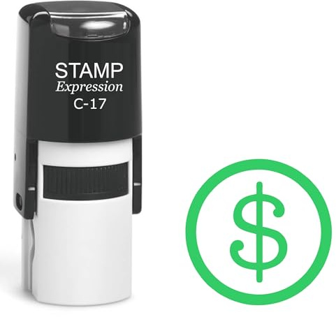 stampexpression - Dollar Sign in a Circle Self Inking Rubber Stamp - Green Ink (A-6763)