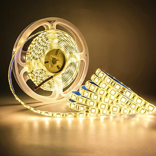 Tesfish 5m/Rolle DC 24V 5050 Warmweiß Farbe LED Streifen Wasserdichter IP65 300 LEDs Lichtleiste