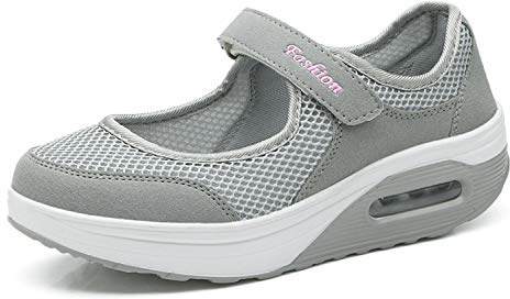 Kimily-UK Sandali Sportivi Donna Scarpe Basculanti Mesh Scarpe Fitness Dimagranti Scarpe da Camminata Moda Scarpe da Ginnastica Anti Scivolo Maglia Nuovo Traspirante Estive Mocassini Zeppa