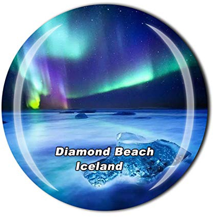 Diamond Beach Hofn Island 3D-Kühlschrank-Magnet Kristallglas-Magnet Touristen-Reise-Souvenir-Kollektion, Geschenk, magnetischer Aufkleber, Heim-Küchendekoration