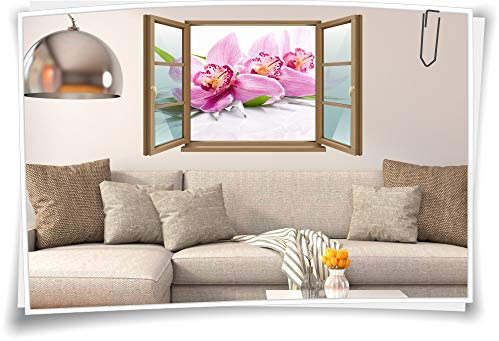 Medianlux Wand-Tattoo Wand-Bild Fenster SPA Wellness Orchideen Entspannung Erholung Aufkleber Folie Deko Wohnzimmer Küche Folie Digitaldruck, 120x78cm wb22wb143-124725