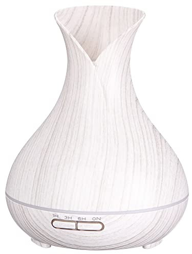 SIXTOL Vulcan Aroma Diffusor weißes Holz 350ml | Ultraschall-Luftbefeuchter | Zur Luftbefeuchtung und Durchduftung von Zuhause, Schlafzimmer, Büro | Aromatherapie | Für ätherische Öle
