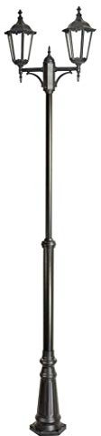 Licht-Erlebnisse Schwarzer Kandelaber 195-295 cm Rustikal Aluminium Glas IP43 2x E27 DILSEN Außenleuchte Garten Weg