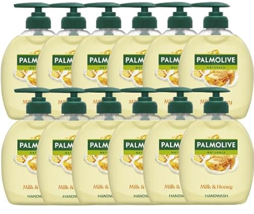 Palmolive Naturals Milk & Honey Liquid Hand Soap 12x300ml multipack, vitamin E hand soap to nourish skin, leaves hands feeling soft, with plant-based milk, ingredients of 96% natural origin*