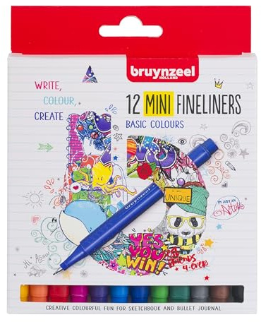 Bruynzeel Fineliner Pinselstifte, 12-teilig, Mini