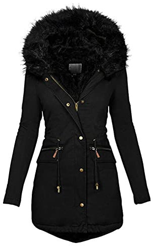 Winterjacken für Damen Große Größen Mantel Winter Elegant Lang Coat Wintermantel Dicker Warm Winddicht Wasserdicht Reißverschluss Winterparka mit Kapuze Einfarbig Parka Übergangsjacke Windbreaker