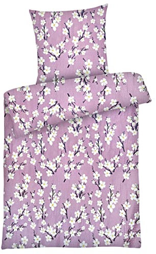 Carpe Sonno Seersucker Bettwäsche 135x200 Baumwolle | Sommer Bettwäsche Blumen Bettbezug 135 x 200 | Kühlende Sommerbettwäsche Bügelfreie Bettwäsche-Sets | Rosa Bettwäsche Baumwolle 135x200