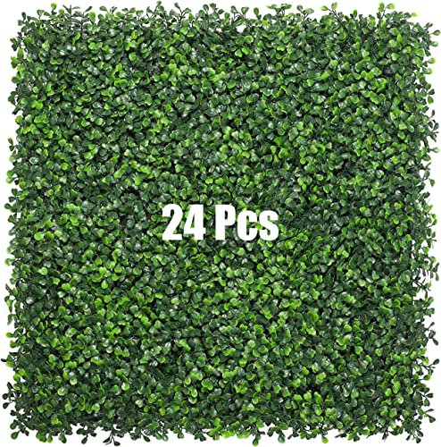 Bybeton Künstliche Buchsbaumplatten, 50,8 x 50,8 cm, 4-lagige Blätter, UV-Schutz, Gras, Wandhintergrund für Innen- und Außenbereich, Sichtschutz, Hecke und Garten, Balkon, Sichtschutzzaun, Dekoration,