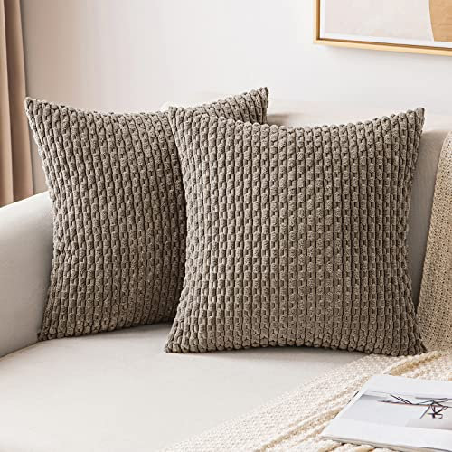 MIULEE Kordsamt Kissenbezug Kissenbezüge Dekorative Kissenhülle Moderne Sofakissen Dekokissen Couchkissen Zierkissen Weicher für Sofa Wohnzimmer Schlafzimmer 2er Set 50x50 cm Braun