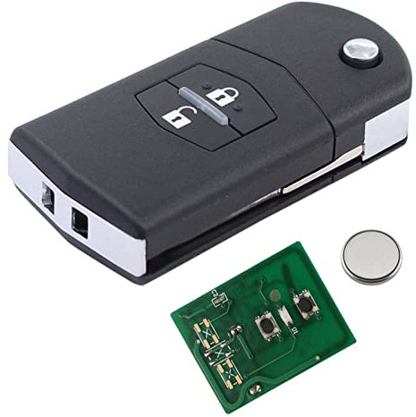 Schlüssel Fernbedienung Autoschlüssel Funkschlüssel 2 Tasten Sendeeinheit 433Mhz 4D63 Chip mit elektronische Karte Transponder Gehäuse Fräsen Batterie für Maz-da 3 5 6 GH GJ CX7