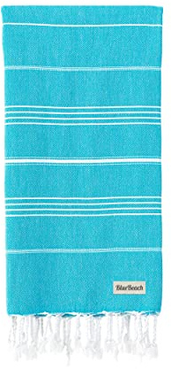 Blue Beach Turkish Towel - 100x180cm Large Turkish Hammam Peshtemal Towel - Super Absorbent, Quick Dry, Sand Free, Lightweight, Compact Towels for Swimming, Bath, Gym, Sauna and Travel (Turquoise,1)