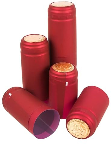 100 STK PVC Schrumpfkapseln Weinflaschen Kapseln Schrumpfverschlüsse Flaschenkapseln Dauerhaft Sicher Ungiftig, Für Familien, Weinkeller, Restaurants, Partys Usw ROT