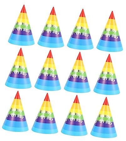 Abaodam 50stücke Junge Mädchen Geburtstagshüte Partymützen Aus Papier Regenbogen Dekor Für Geburtstagsfeier Partyhüte Für Kinderkopf