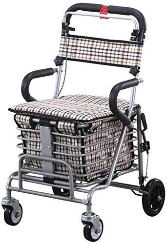 HWSY Einkaufswagen Rollator Senioren Walker Leichtes Gehgestell faltbar mit Sitz und Tasche 4 Räder für ältere Menschen Belastung 100 kg Interesting