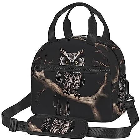 vacsAX Wiederverwendbare Lunchbox mit Eulen-Motiv, auslaufsicher, gefrierbar, mit verstellbarer Schulter für Schule, Picknick