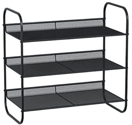 MOBAAK Schuhregal Platzsparend Schuhregal Mit 3 Ebenen, Stabiles Schuhregal Aus Metallgitter Für Den Eingang, Wohnzimmer, Schlafzimmer Schuhschrank (Color : Nero, Size : 60 * 30 * 58cm)