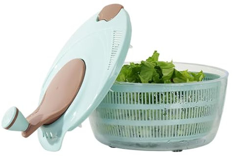 Chef Aid Spinatrice per insalata in plastica trasparente, centrifuga per lattuga multiuso, frutta e verdura con centrifuga per ciotola, essiccatore per frutta a doppio strato di grande capacità,