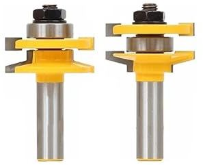 Bit Set di punte per fresatrice per binari e corni 2 Bit 1/2 Shank Rail & Stile Tenon Router Bit Set Door Bevel Knife Lavorazione del legno Tenon Cutter for utensili in legno ( dimensioni : gambo 12m