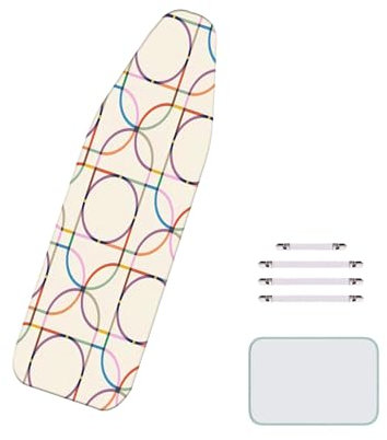 BLEDD Copriasse da stiro extra large, misura universale, 100% cotone, con 4 clip, 1 panno da stiro, stampa fine, XXL/160x60cm