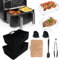 Dual Zone Heißluftfritteusen Zubehör, Airfryer Zubehörset Mit Silikonform Pot für Ninja Foodi AF300EU,AF400EU,AF400EUCP, Innsky,Princess Dual Airfryer zubehör 7.6L-9.5L, Heißluftfritteuse Grillrost