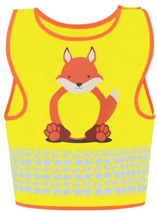 Korntex Kinder Warnweste Funtastic Wildlife - CO2 Neutral - Signal-Gelb Fuchs - XS